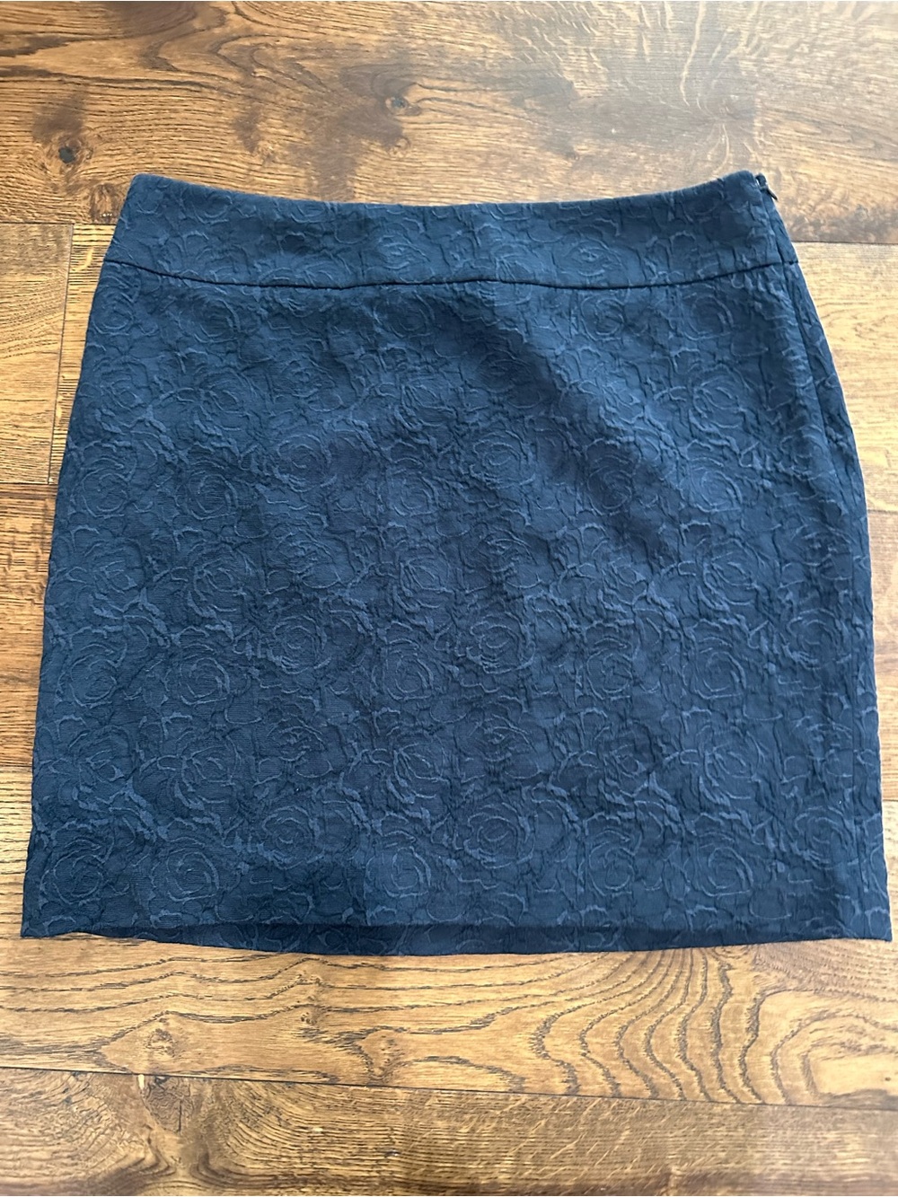 Classic Navy Floral Textured Skirt